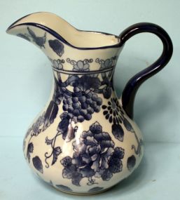 Blue and White Handle Pitcher