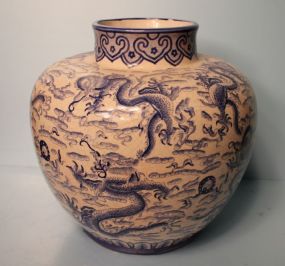 Blue and White Bulbous Shape Dragon Vase