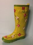 Lime Green Porcelain Boot with Butterflies