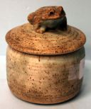 Peters Pottery Frog Top Covered Dish