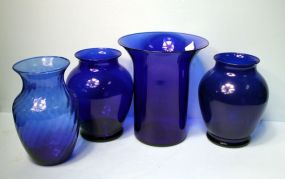 Group of Four Cobalt Vases