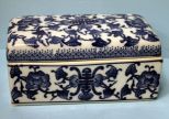 Blue and White Rectangular Covered Dish