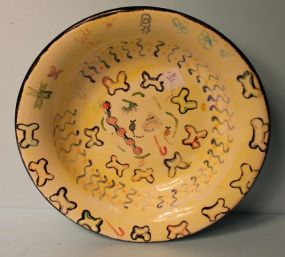 Large Yellow Bowl with Dog Bone Pattern