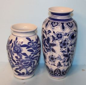 Two Small Blue and White Vases