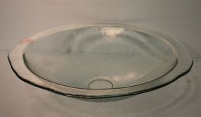Large Clear Glass Bowl with Flat Edge