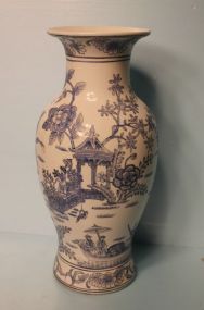 Tall Blue and White Oriental Vase