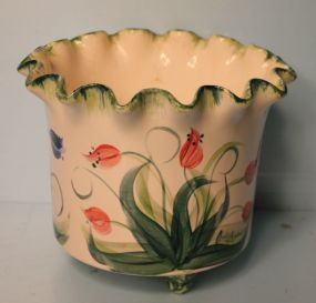 Hand Painted Floral Pattern Planter, Footed