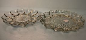 Two Clear Glass Egg Plates