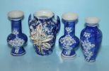 Four Small Blue and White Porcelain Vases