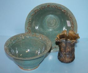 Two Speckled Pottery Bowls