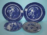 Four Blue and White Porcelain Plates