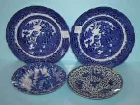 Four Blue and White Porcelain Plates