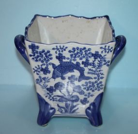 Blue and White Porcelain Footed Flower Pot