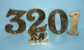 Four Brass Numbers and Brass Letter 