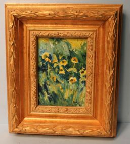 Oil Painting of Flowers in Gold Frame