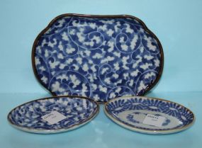 Three Blue and White Trays