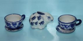 Group of Small Blue and White Porcelain Table Top Pieces