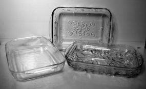 Group of Three Clear Glass Casserole Dishes