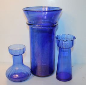 Group of Three Cobalt Vases