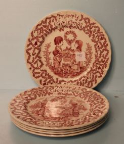 Group of Five Staffordshire Plates