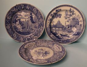 Three Spode Blue Room Collection Plates with Wall Hangers
