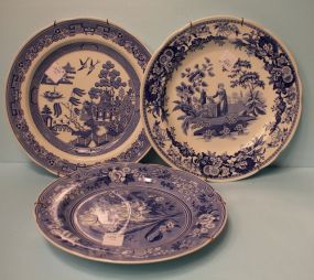 Three Spode Blue Room Collection Plates with Wall Hangers