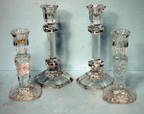Two Pairs of Crystal Candlestick Holders