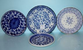 Four Small Blue and White Porcelain Dishes