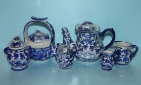 Six Pieces of Blue and White Small Teapots, Vase