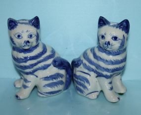 Pair of Small Blue and White Cats