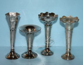 Group of Four Small Silverplate Bud Vases