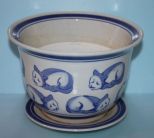 Blue and White Porcelain Flower Pot with Undertray