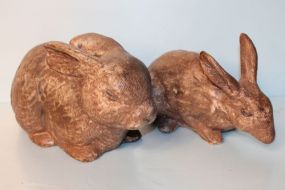 Two Brown Peters Pottery Rabbits