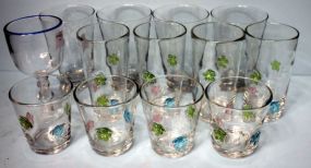 Thirteen Clear Glasses Various Sizes