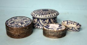 Group of Four Blue and White Small Boxes