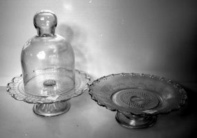Glass Stand with Dome and Glass Compote