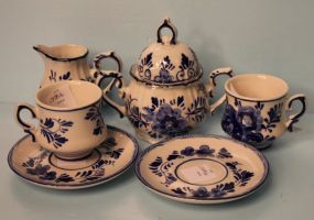 Six Piece Small Blue and White Porcelain Set