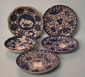 Group of Five Blue and White Small Dishes