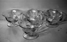 Four clear Glass Fruit Bowls