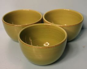 Three Lime Green Porcelain Bowls