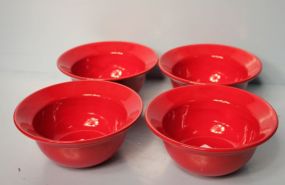 Four Chinese Red Porcelain Bowls