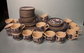 Sixty-Six Piece Johnson Bros. Blue and White Canton Contemporary China Set