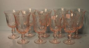 Nine Pink Glasses in Various Sizes
