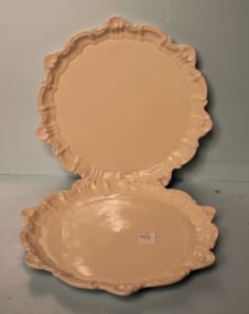 Two Made in Italy Large Serving White Porcelain Trays