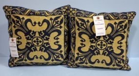 Pair of Blue and Tan Throw Pillows