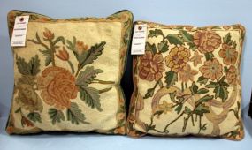 Two Floral Pattern Cable Stitch Throw Pillows