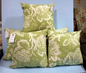 Group of Five Lime Green Throw Pillows