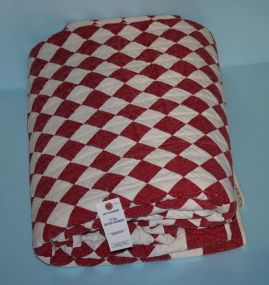 Red and White Diamond Pattern Quilt