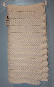 White Zig-Zag Pattern Crochet Throw