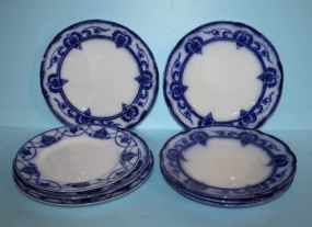 Eight Flow Blue Salad Plates